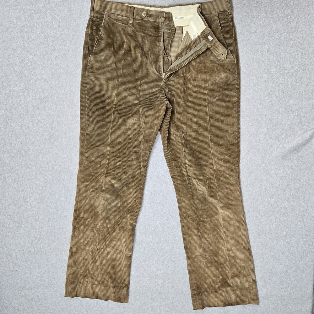 VINTAGE Christian Dior Men Pants 34 Brown Dress Pants Corduroy MONSIEUR SPORT